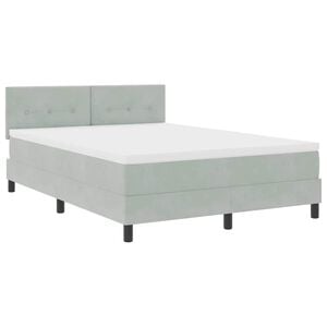 vidaXL LED Box Spring Bed Lichtgrijs 140 x 200 cm Fluweel