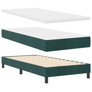 vidaXL LED Box Spring Bed met matras Donkergroen 90 x 190 cm Fluweel
