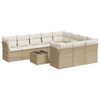 vidaXL 11-delige Tuinset met kussens poly rattan beige