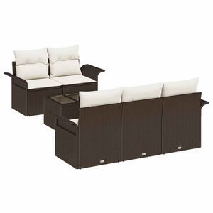 vidaXL Tuin Sofa Set 6 pcs Bruin en Cr&egrave;me Poly rattan, staal en glas