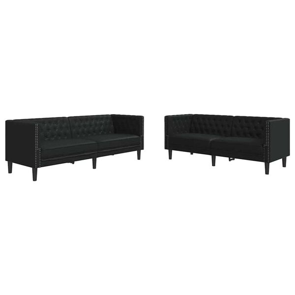 vidaXL Woonkamer Bank 2 pcs Zwart 194 x 74,5 x 70,5 cm Nep Leer