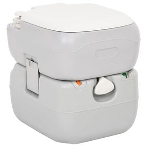 vidaXL Campingtoilet draagbaar 22+12 L HDPE grijs en wit