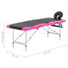 vidaXL Massagetafel inklapbaar 4 zones aluminium zwart en roze