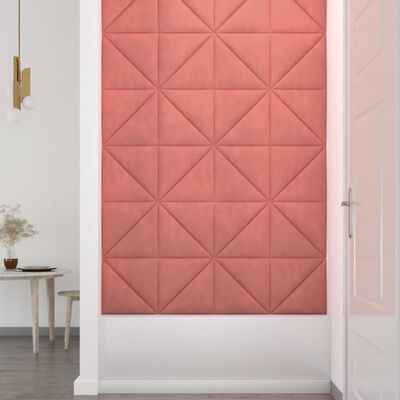 vidaXL Wandpanelen 12 st 0,54 m² 30x30 cm fluweel roze