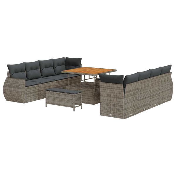 vidaXL Tuin Sofa Set 11 pcs Grijs poly rattan