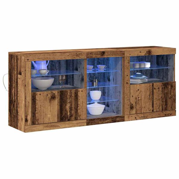 vidaXL LED Sideboard Oudhout 162 x 37 x 67 cm Bewerkt hout