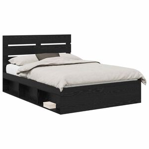 vidaXL Bedframe met hoofdeinde Zwart 140 x 190 cm Massief grenenhout