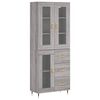 vidaXL Hoge kast 69,5x34x180 cm bewerkt hout grijs sonoma eikenkleurig