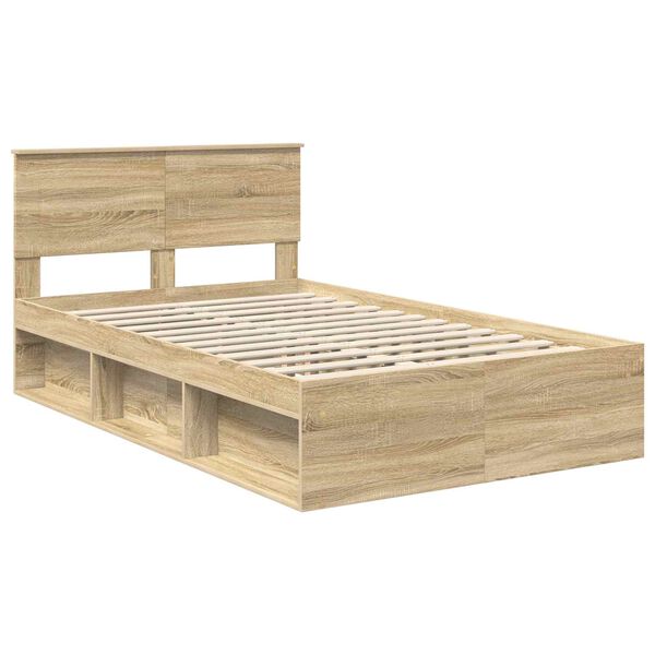 vidaXL Bedframe met hoofdeinde Sonoma 120 x 200 cm Bewerkt hout