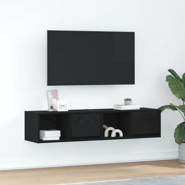 vidaXL Tv-kasten 60x31x25,5 cm spaanplaat zwart eikenkleurig