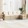 vidaXL 5-delige Loungeset met kussens poly rattan beige