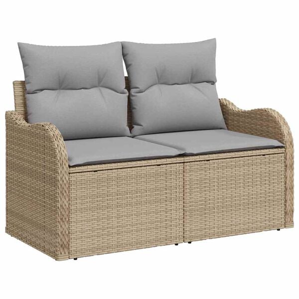 vidaXL Tuinbankenset met kussen 6 pcs Beige poly rattan
