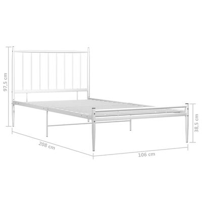 vidaXL Bedframe metaal wit 100x200 cm