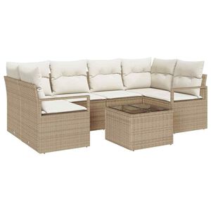 vidaXL Tuin Sofa Set 7 st 6-zits Beige en Cr&egrave;me poly rattan