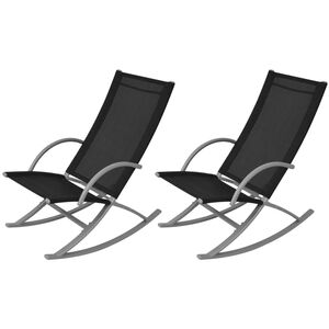 vidaXL Tuinschommelstoelen 2 st staal en textileen zwart