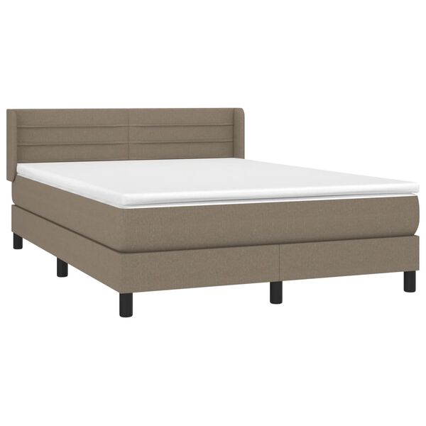 vidaXL Boxspring met matras stof taupe 140x190 cm