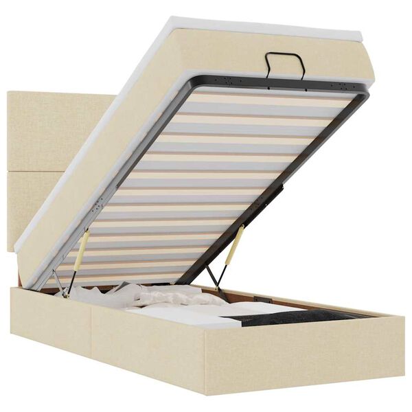 vidaXL Ottoman bed met matras 80x200cm stof crèmekleurig
