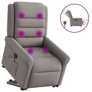 vidaXL Sta-op-massagestoel elektrisch verstelbaar stof taupe
