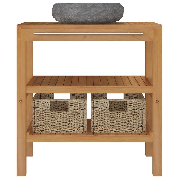 vidaXL Wastafelkast met marmeren wastafel massief teakhout zwart