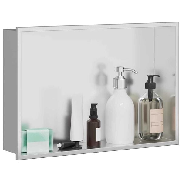 vidaXL Douche Niche Zilver 45 x 30 x 9,5 cm Roestvrij staal