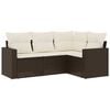 vidaXL 4-delige Loungeset met kussens poly rattan bruin
