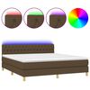 vidaXL Boxspring met matras en LED stof donkerbruin 180x200 cm