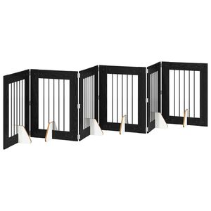 vidaXL Opvouwbaar hondenhek met standaards 6 pcs Zwart eiken 362 cm