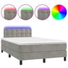 vidaXL Boxspring met matras en LED fluweel lichtgrijs 120x200 cm