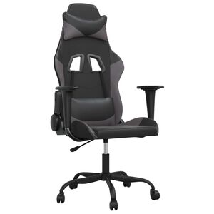vidaXL Massage gamestoel kunstleer zwart en grijs