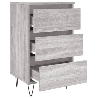 vidaXL Nachtkastjes 2 st 40x35x69 cm bewerkt hout grijs sonoma eiken