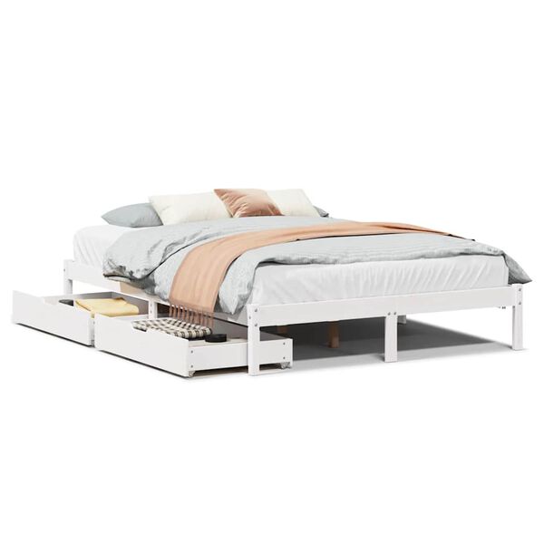vidaXL Bedframe zonder matras massief grenenhout wit 140x200 cm