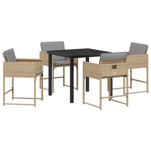 vidaXL Tuin eettafelset 5 pcs Beige poly rattan