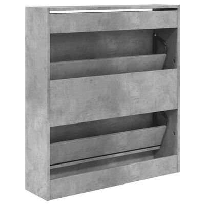 vidaXL Schoenenkast 80x21x87,5 cm bewerkt hout betongrijs