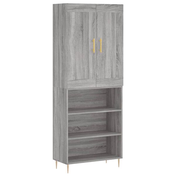 vidaXL Hoge kast 69,5x34x180 cm bewerkt hout grijs sonoma eikenkleurig