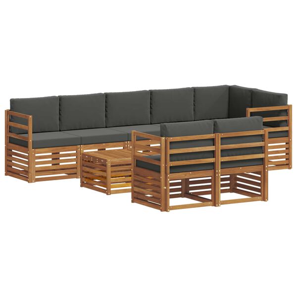 vidaXL Sofa-Sets 9 pcs Natuurlijk en Antraciet Massief Acaciahout
