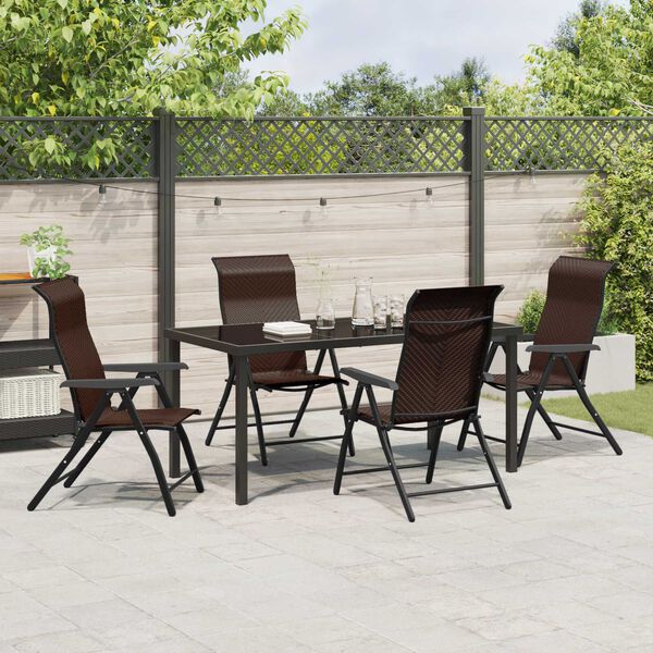 vidaXL Tuin eettafelset 5 pcs Bruin Gepoedercoat staal