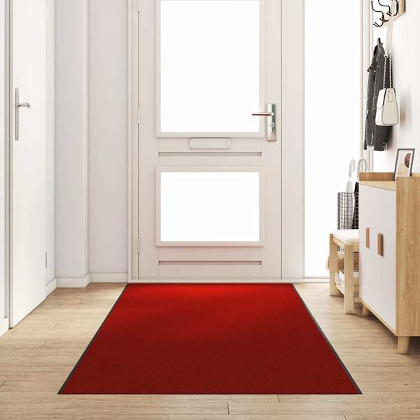 vidaXL Deurmat Anders Rood en Zwart 120 x 350 cm Polyamide en PVC