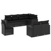 vidaXL 8-delige Loungeset met kussens poly rattan zwart