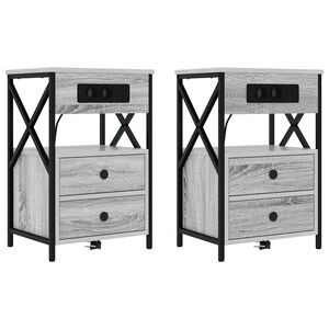 vidaXL Nachtkastje 2 st Grijs Sonoma 40 x 31 x 60 cm Bewerkt hout