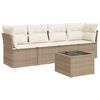 vidaXL 5-delige Loungeset met kussens poly rattan beige