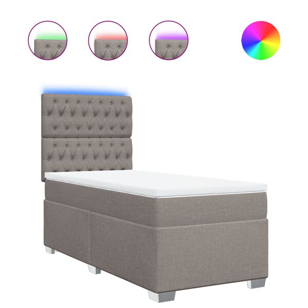 vidaXL Boxspring met matras stof taupe 90x200 cm