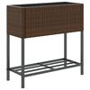 vidaXL Plantenbak met schap poly rattan bruin
