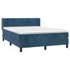 vidaXL Boxspring met matras fluweel donkerblauw 140x200 cm