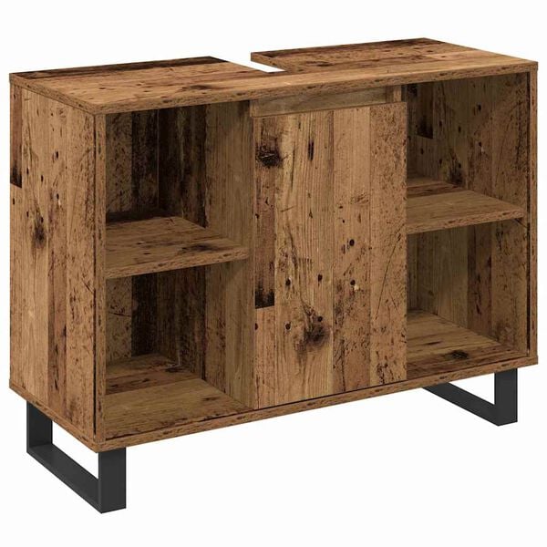 vidaXL Badkamermeubelset met plank met opslag 3 pcs Bruin Bewerkt hout