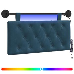 vidaXL Hangend hoofdbord Met LED-verlichting Blauw Fluweel