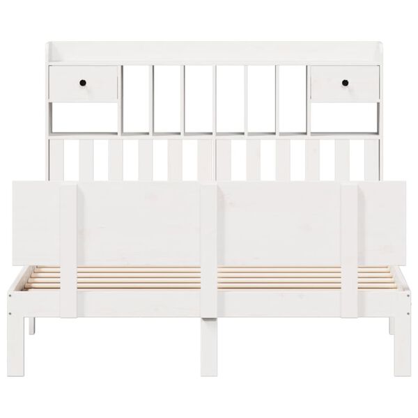 vidaXL Bed met boekenkast zonder matras grenenhout wit 160x200 cm