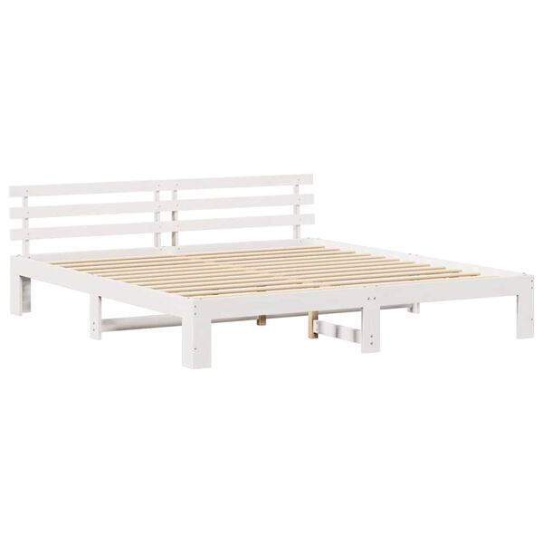 vidaXL Bedframe met hoofdeinde Wit 180 x 200 cm Massief grenenhout