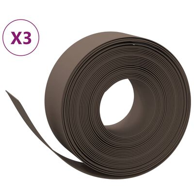 vidaXL Tuinranden 3 st 10 m 20 cm polyetheen bruin