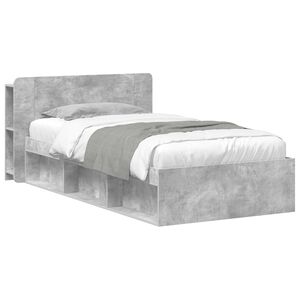 vidaXL Bedframe met opslag Betongrijs 90 x 200 cm Bewerkt hout