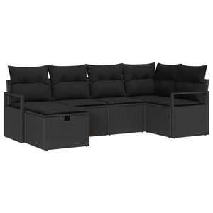vidaXL Tuin Sofa Set met kussen met opslag 6 pcs Zwart poly rattan